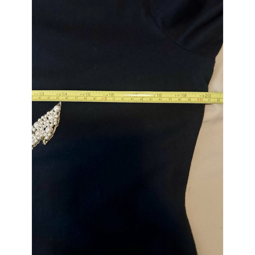 Cha Cha Vente Size Large Pearl Embellished Nautical Anchor Design Black Top - Picture 4 of 7